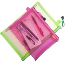 Durable Zipper Mesh File Bags Folder Nylon Pencil Case Cosmetic Storage Office Pouch Holder
