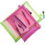 Durable Zipper Mesh File Bags Folder Nylon Pencil Case Cosmetic Storage Office Pouch Holder