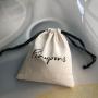 Custom Logo Embroidery Cotton Dust Bag with Linen Structure Recyclable Drawstring Pouch for Jewelry Packaging