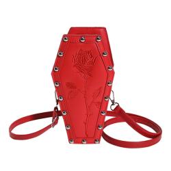 2023 Factory Vegan PU Leather Luxury Designer Gothic Coffin Shape Bag Custom Spooky Crossbody Bags for Women