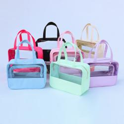 Personalised Clear PVC and Nylon Wash Bag Cosmetic Large Travel Waterproof Makeup Tote Bag Toiletry Storage Organizer Bag