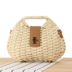 ZF371 New Fashion Shell Handbag Rattan Woven Bag For Summer Shoulder Bags For Girl Lovely Rattan Woven Ladies Bags