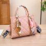 2024 New PU Fashion Small High-Texture Tote Handbag Lady's Spring Summer Embroidered Bow Bag with Single Chain Strap Portable