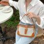 Wholesale Spring High Quality Trendy Shoulder Bag Canvas Splicing Leather Tote Brown Fashion Underarm Bag for Women