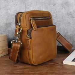 Men's leather vertical crossbody bag Crazy Horse retro bag