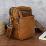 Men's leather vertical crossbody bag Crazy Horse retro bag