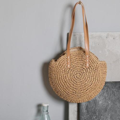 OEM373 Fashion Straw Beach Bag Vintage Handmade Woven Shoulder Bag Raffia Rattan Bags Bohemian Summer Vacation Casual purse