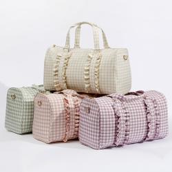 Cute Lovely Polyester Ruffle Duffle Bag Trolley Duffel Gym Waterproof Duffle Bags Women Lady Girls Travel Bag