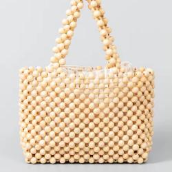 Handmade woven bag for women's summer fashion wooden bead bag