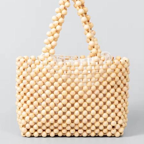 Handmade woven bag for women's summer fashion wooden bead bag