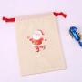 Recyclable Custom Logo Printing Natural Cotton Candy Christmas Gift Drawstring Bag Organic Muslin Gift Packing Pouch