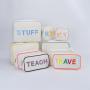 Bright Multi-color Custom DIY Embroidery Letter Patches Gold Zipper Zip Cute Style Natural Pouch Travel Canvas Cosmetic Bag