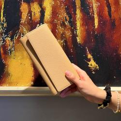 Handmade Genuine Leather Women Wallet Zippered Phone Compartment Phone  Long Card Holder for iPhone Wallet