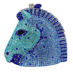 2024  women animal evening purse bags wedding bridal bling rhinestone Horse's head diamond party clutch handbag Evening hand Bag