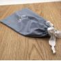 Custom Logo Printed Linen Cotton Drawstring Pouch Soft Light Grey Blue Cotton Linen Gift Packaging Bag