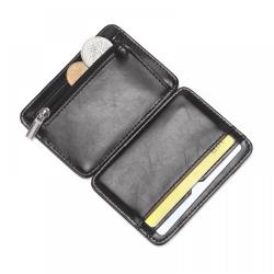 CUIKCA HF005 Magic Wallet Thread Unisex Wallet Magic Money Clip Zipper Purse Slim Leather Wallet Business ID Credit Card Case