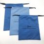 Custom Black Logo Suede Drawstring Microfiber Clothes Hat Packaging Storage Bag Luxury Blue Suede Shopping Bag