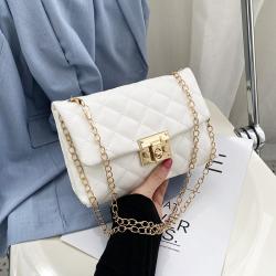 New Simple Fashion Diamond Chain Messenger Shoulder Bag China Wholesale PU Womens Bags Cover Type Lock Cell phone Bag Handbags