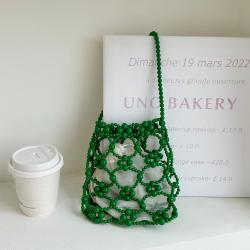 Wholesale New Summer Handbag Casual Beaded Handbag Hollow Imitation Pearl High Quality Hand Woven Bag