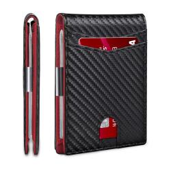 Minimalist Small Leather Bifold Men's Front Pocket Wallet Gift Slim Money Clip Wallets For Men RFID Blocking 12 Card Holder Box
