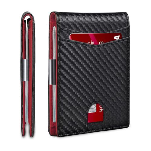 Minimalist Small Leather Bifold Men's Front Pocket Wallet Gift Slim Money Clip Wallets For Men RFID Blocking 12 Card Holder Box