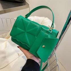 New 2024 Fashion Women's Bag Trend Indentation High Texture Retro Mother And Son Bag Pu Ribbed Single Shoulder Messenger Handbag