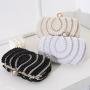 Vintage Ladies Pearl Evening Bag Handmade Bead Embroidery Clutch Bag Diamond Encrusted Banquet Handbag