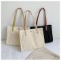 Large capacity bag for women 2024 New fashionable women's tote design texture match color shoulder shopping bag