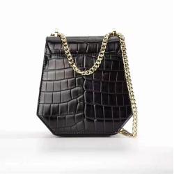 Fashion Metal Chain Mini Bag Geometry Design Genuine Leather Cross body Bag Crocodile Pattern Handbag Shoulder bag For Ladies