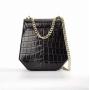 Fashion Metal Chain Mini Bag Geometry Design Genuine Leather Cross body Bag Crocodile Pattern Handbag Shoulder bag For Ladies