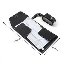Pu Leather Dustproof Facemask Storage Case With Custom Logo Face Mask Holder plus Hand Sanitize Bottle Holder