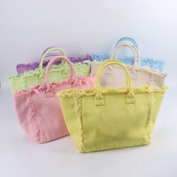 Keymay USA Warehouse Free Shipping Beach Tote Custom Large Handbag Blank Canvas Tassel Fringe Tote Bag Vintage Canvas Bags