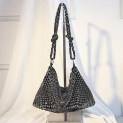 Factory direct new knot rhinestone full diamond evening bag handmade inlaid diamond armpit bag banquet handbag female