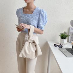 New Women's Korean Bag Folds Clutch Creative Custom Design Fashion Ladies Handbag Soft Leathear Pure Fold Small Square Bag