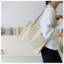Large capacity bag for women 2024 New fashionable women's tote design texture match color shoulder shopping bag
