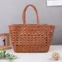 2024 Fashion Custom Logo Straw Woven Tote Bags For Women Reusable Large Capacity Ladies Luxury Grain Leather Braided Tote Bags