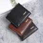 2024 New men's wallet fashion plaid horizontal soft leather men's short wallet large capacity multi-card purse