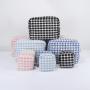 Keymay RTS Girls Cute Small Portable Cosmetic Storage Zipper Fabric Pouch Fall Winter Plaid Makeup Bag Tweed Cosmetic Bag Women
