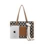 Autumn Winter Trend Style Women's Two-Piece Set Custom Logo Canvas Tote Bags Lady Handbag Geometric Leather Polyester Tassel