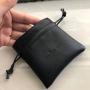 Trendy Soft Black Faux Drawstring Pouch For Earring