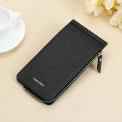 HR519 Women's Wallet With Long Zipper PU Leather Money Clip Solid Color Card Holders Wallets for Man Phone Storage Handheld Bag