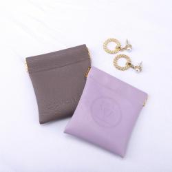 Custom Emboss Leather Flap Earphone Watch Jewelry Packaging Bag Closing Magnet Necklace Bracelet Storage Leather Pouch