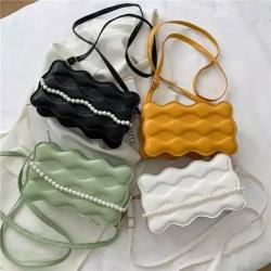 women fashion handbags designer shoulder bags Wavy women's bag Korean single shoulder simple diagonal bag fashion pearl
