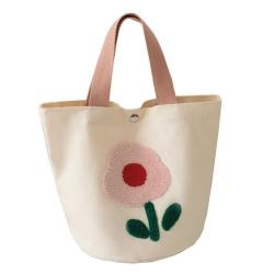 ZF036 Bucket Towel Embroidery Canvas Handbag Female New Student Lunch Bag Casual Fashion Out Handheld Storage Bag