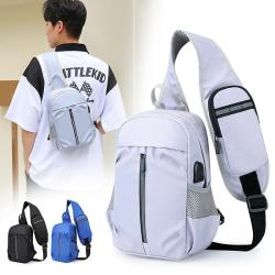 ZR579 Hot Selling Chest Bag Unisex New USB Shoulder Bag Sports Travel Waterproof Crossbody Bag Leisure Solid Color Oxford Cloth