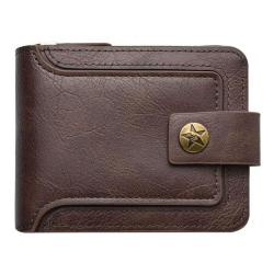 ZWY016 Vintage Folding Men Short Wallet New Horizontal Zipper PU Portable Card Holder Waterproof Business Compact Money Clip