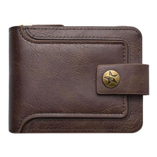 ZWY016 Vintage Folding Men Short Wallet New Horizontal Zipper PU Portable Card Holder Waterproof Business Compact Money Clip