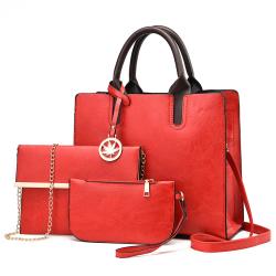 High quality wholesale custom logo 3 in 1 set crossbody bag popular PU leather ladies tote bags 2023 women shoulder handbag set