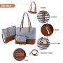 Lovevook fashion 3pcs handbag Set Stripes Style shoulder bag PU leather canvas ladies tote bags women handbags and purses 2023
