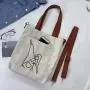 ZX020  Eco-friendly Cotton Canvas Tote Shopping Bag With Zipper Student Printed Grocery Washable Shoulder Bag With Pocket
